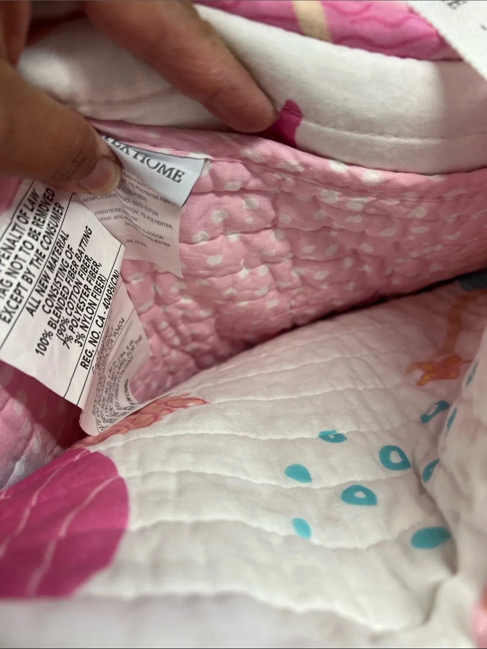 Levtex Mermaid Quilted Coverlet in White with Pink, Yellow & Teal